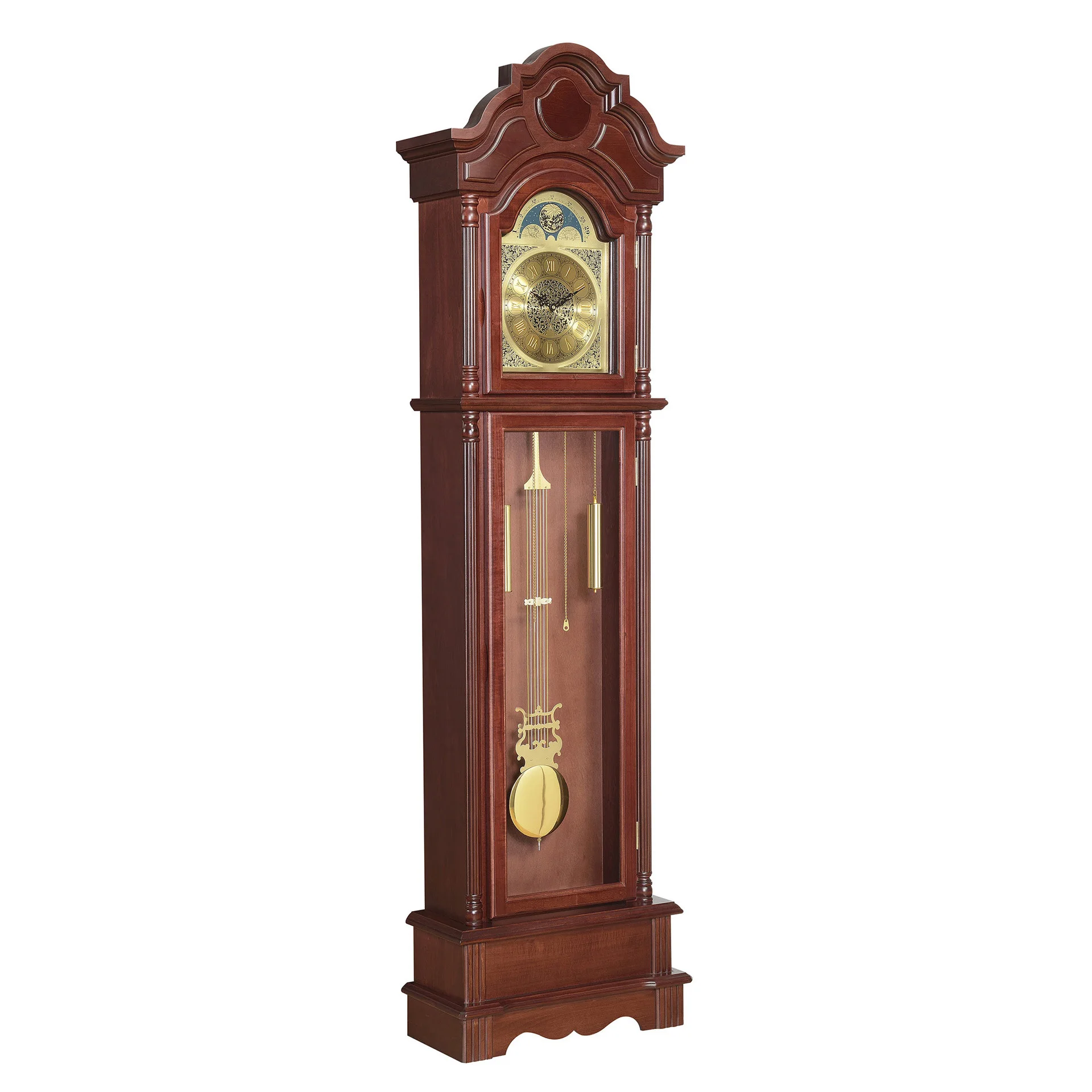 WOODEN GRANDFATHER FLOOR CLOCK QUARTZ LIVING ROOM CLOCK USE BATTERY WITH WESTERMISTER CHIME MUSIC