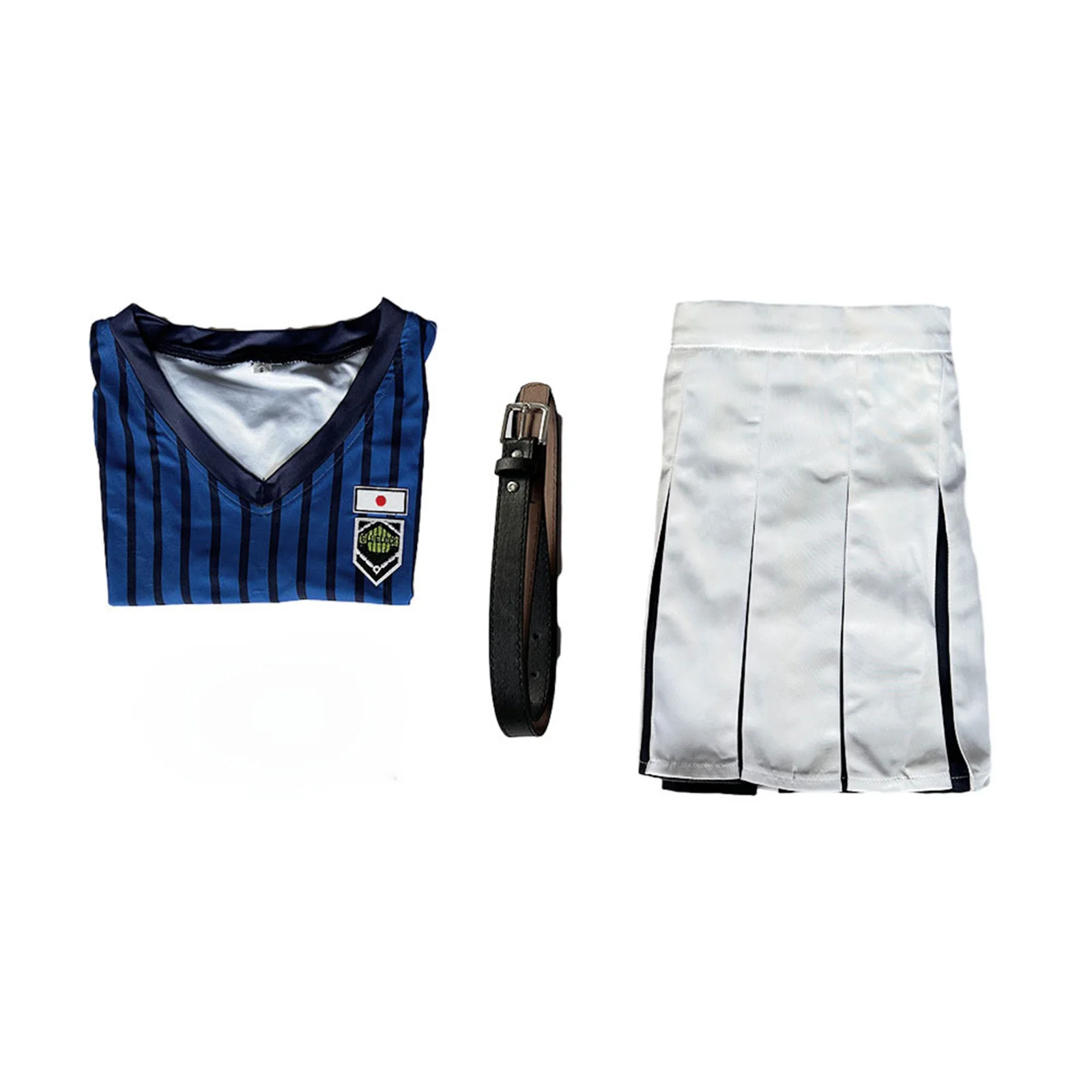thumbnail image 1 of Disfraz de Cosplay de Anime Teieri Anri, peluca, camiseta a rayas, uniforme para mujer, niñas, campus, falda corta, traje deportivo para encuentros, 1 of 4