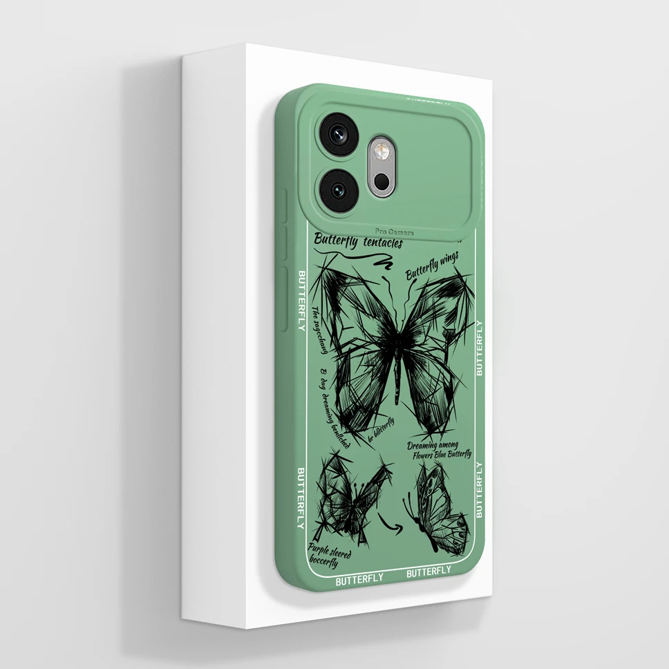 Purple Butterfly Sketch Soft Silicone Shockproof Anti-Slip Back Cover
