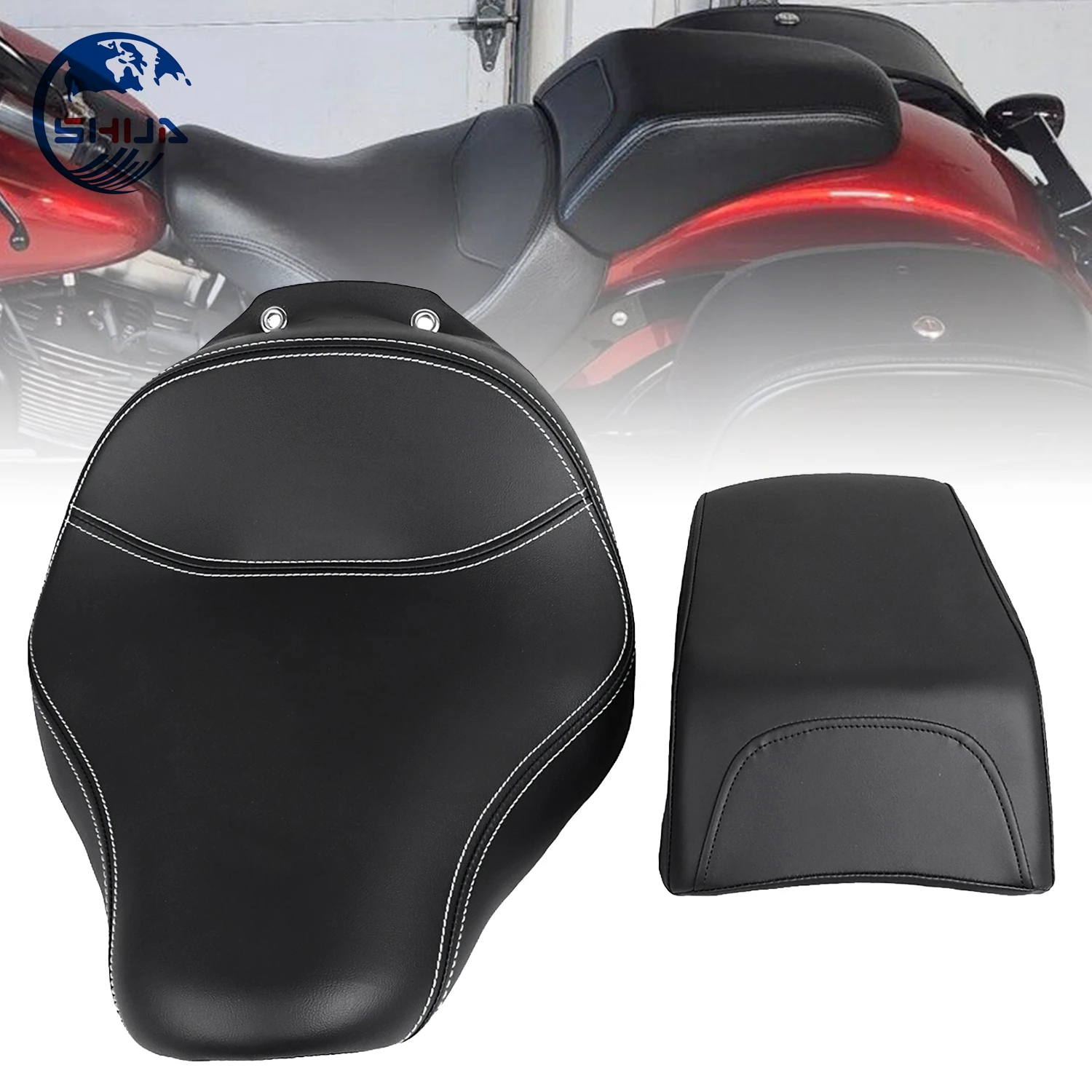 Black Leather Rear Pillion Seat For Victory Motorcycles - Boardwalk, Judge, Kingpin, Vegas Models