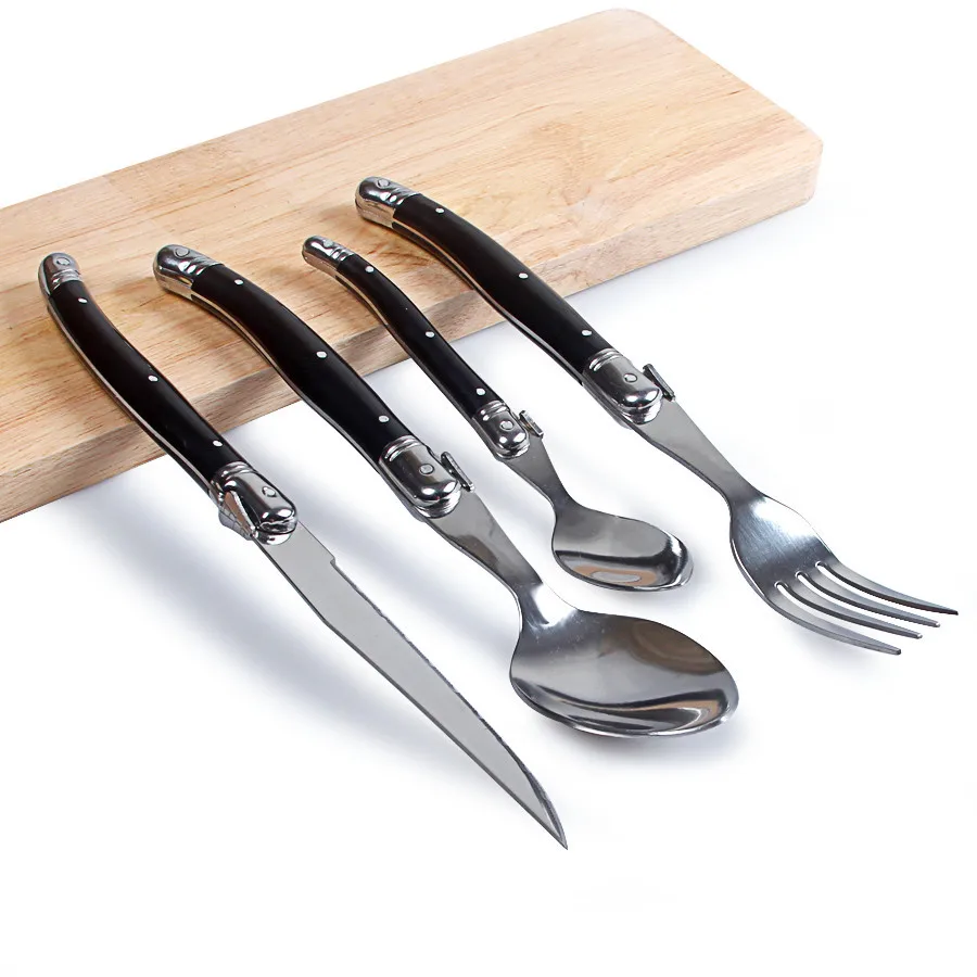 

Jaswehome 4pcs Stainless Steel Tableware Set Laguiole Dinner Knife Fork Spoon Steel Utensil Cutlery Dinner Set Dinnerware