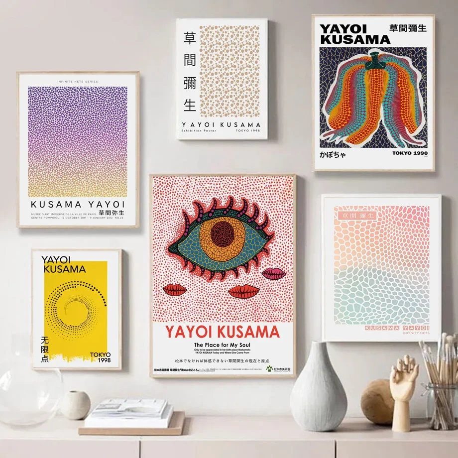 

Yayoi Kusama Pumpkin Dot Eye Surrealism Nordic Posters And Prints Wall Art Canvas Painting Wall Pictures For Living Room Decor