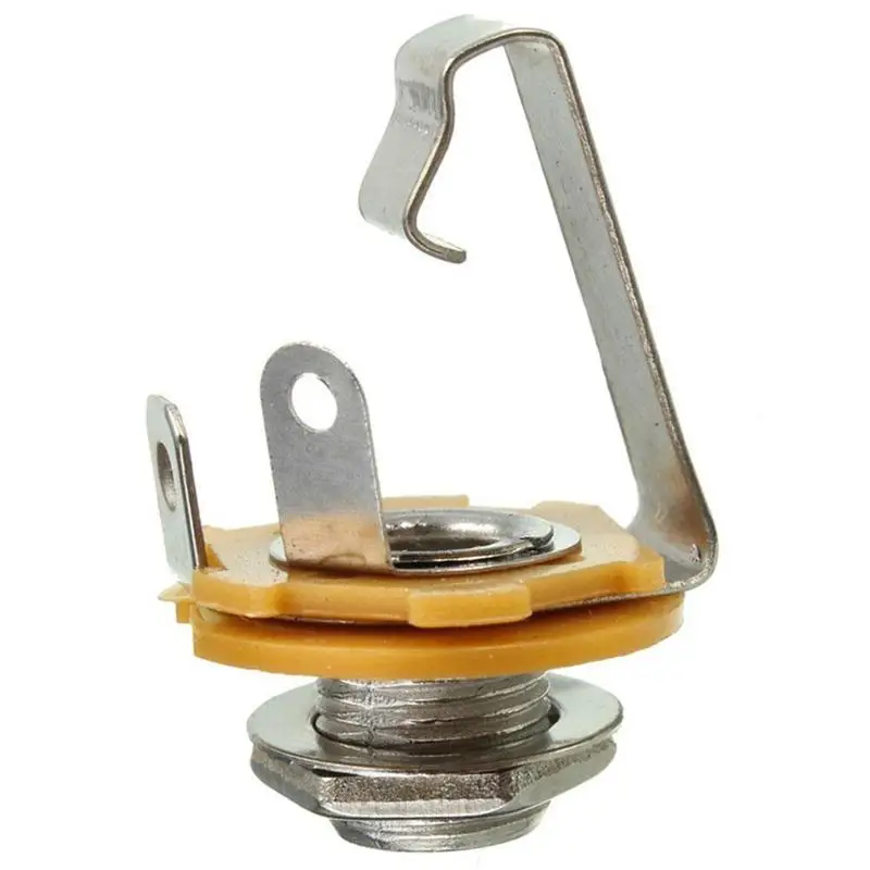 Electric Guitar Input Jack All Electric Guitar & Bass 1/4" (6.35mm) Mono Jack Socket Nut & Washer 10pcs/set