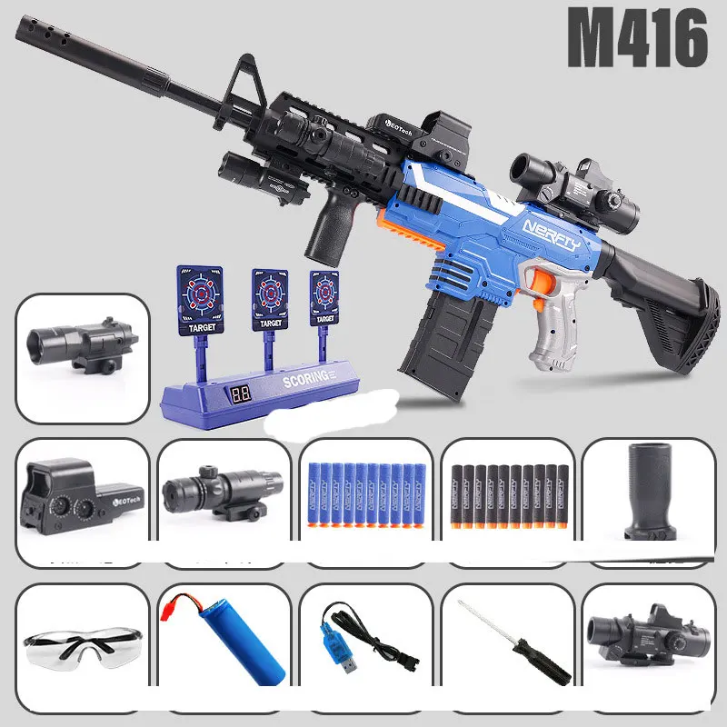 M416 Electric Automatic EVA Soft Bullet Toy Gun Weapon Pistol Military Shooting Toy For Adults Children CS Fighting Outdoor Game shell throwing soft bullet gun toy foam ejection toy foam darts pistol manual airsoft gun weapon for kid adult outdoor game