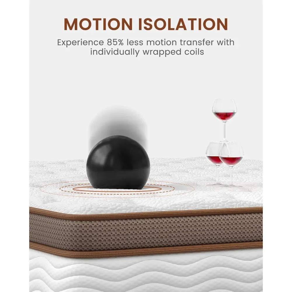 Premium Queen Mattress 14 Inch - Hybrid Mattress with Advanced Pocket Spring Technology - Pain Relief and Motion Isolation 5