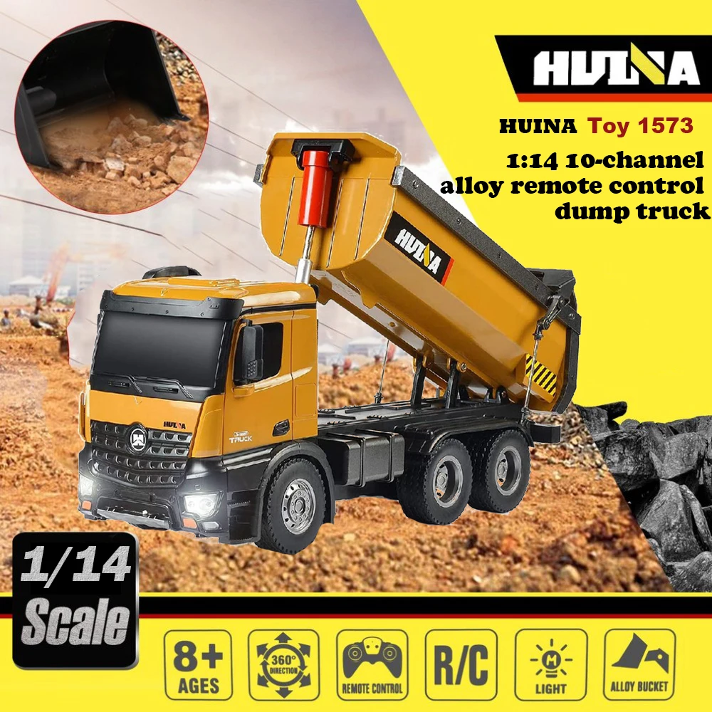 

HUINA RC Big Dump Truck 1/14 Remote Control Engineering Vehicle Truck 1573 Modified Lift DIY Fast Free Toys for Boys Gift