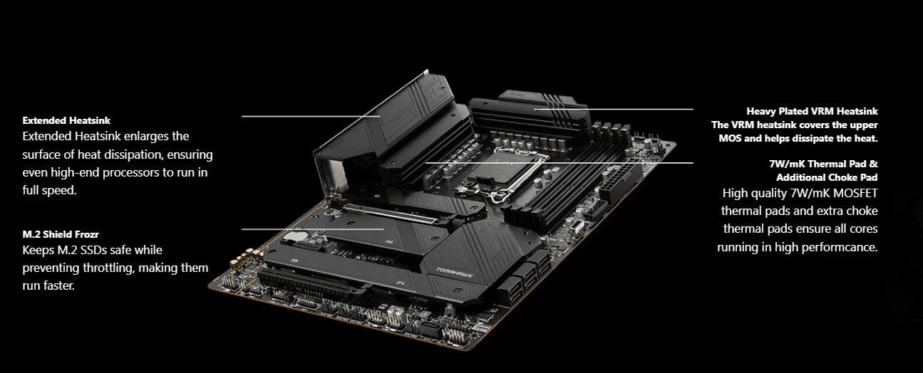 Description Picture 6 of itemMSI MAG Z790 TOMAHAWK WIFI Motherboard Support i9 14900k i7-14700 i5-13600 CPU INTLE Z790 DDR5 256G HDMI NVME M.2 PCIe 5.0