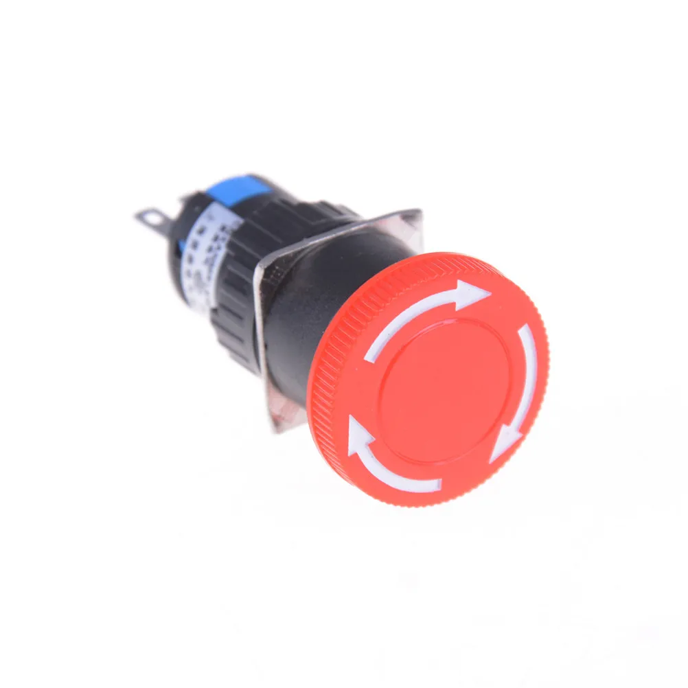

10g 16mm Metal Red Mushroom E-stop Switch 3 Pins NO+NC DC 30V 5A AC 250V 3A Emergency Stop Push Button Switch Accessories