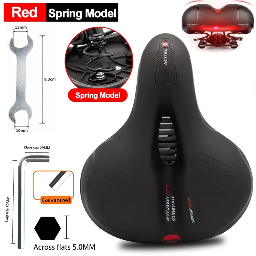 Breathable Shock-Absorbing Comfort Bicycle Saddle with Safety Warning