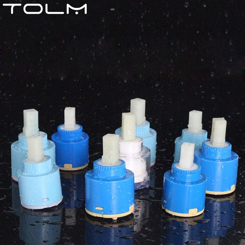 TOLM 25mm/35mm/40mm High Quality Baths Bidets For Sinks Tap Disc Cartridge Ceramic 2pc Blue Ceramic Valve Faucet Accessories