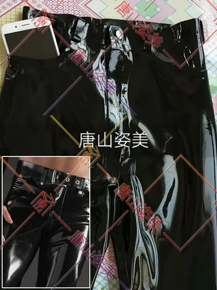 Latex Jeans Rubber Gummi Man Pants Trousers Jeans with pockets customized