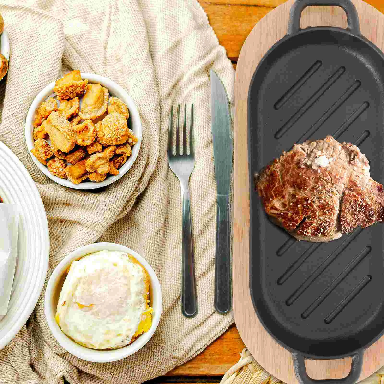 

Steak Plate Grill Non-stick Portable Gas Griddle Tomahawk Dish Roasting Pan Iron Frying