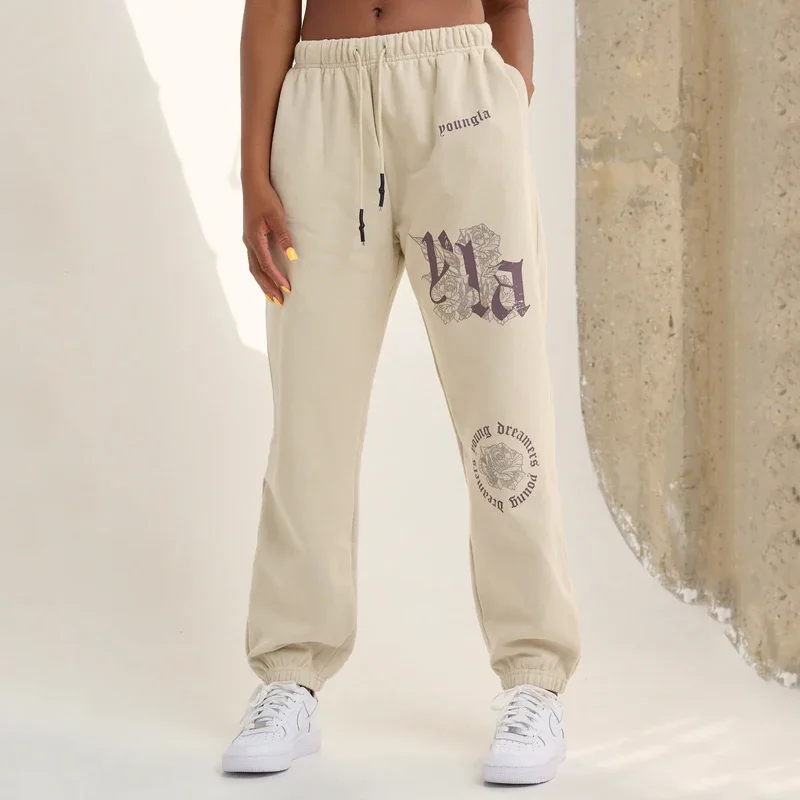 American style New YA Women's Sweatpants Sports and fitness cotton printed casual pants Jogger Gym bodybuilding Pants