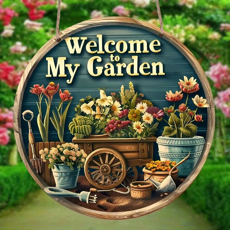 รูปสินค้า ป้ายไม้ยินดีต้อนรับสวน 8 นิ้ว ตกแต่งร้านอาหารคาเฟ่