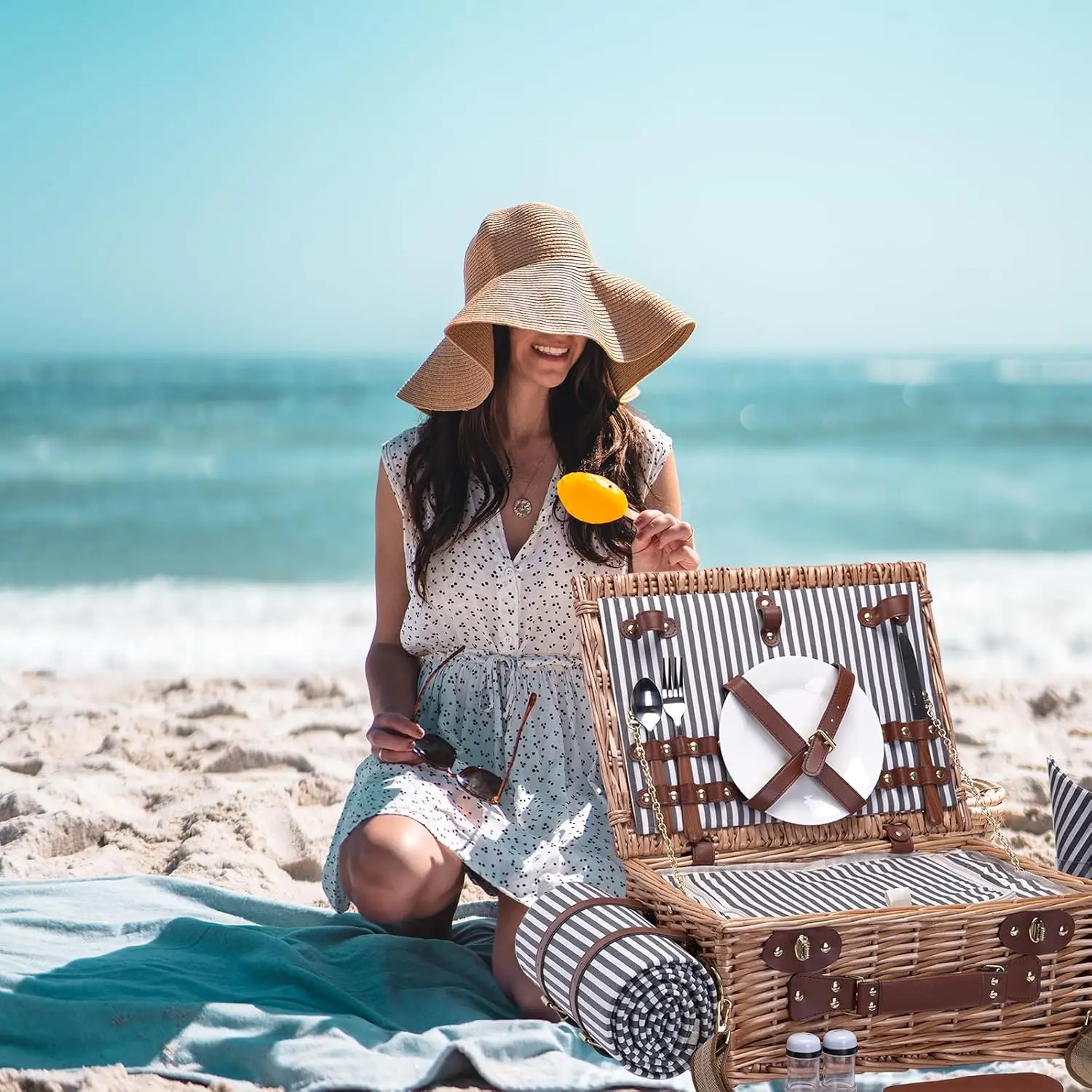 Wicker Picnic Basket Set 6