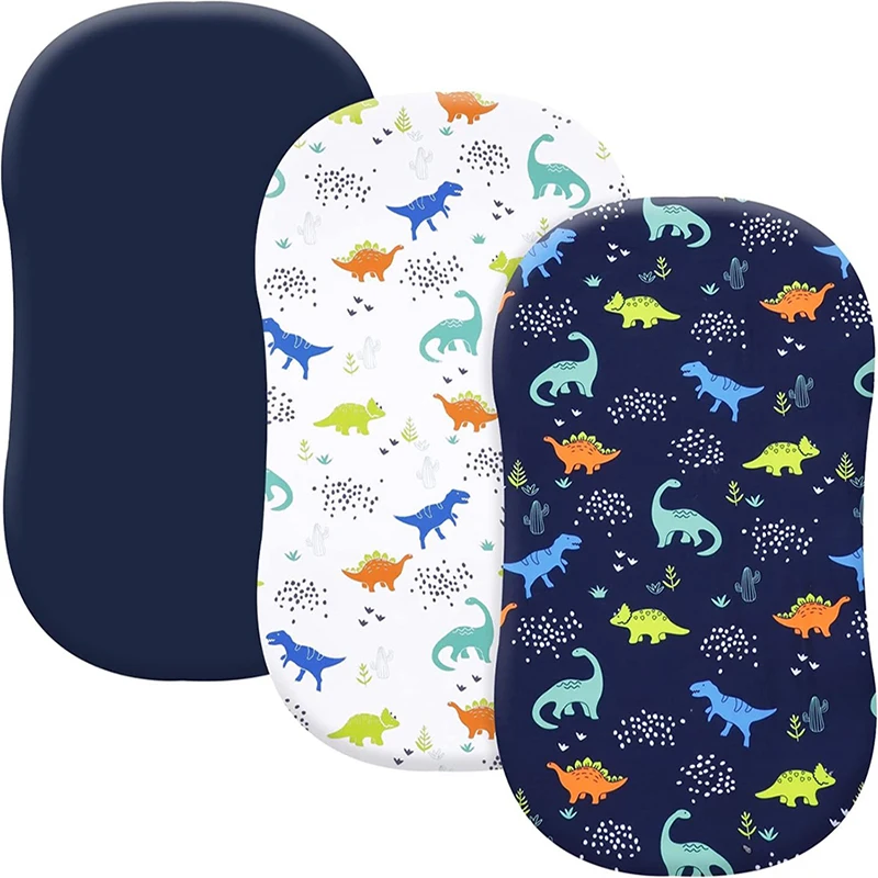 3PCS Bassinet Sheets for Baby Boy Girl Stretchy Breathable Fitted Sheet Universal for Bassinet Cradle Hourglass Oval Pad