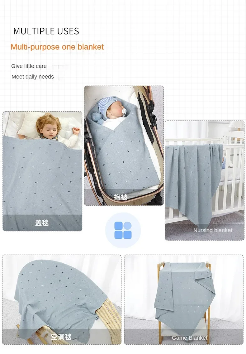 Description Picture 4 of itemBaby Blankets Newborn Infant Boys Girls Cotton Stroller Nursery Swaddle Wrap Cover Quilts 90*70cm Toddler Outdoor Throw Play Mat