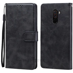 Leather Wallet Flip Cover for Poco F1 - Sleek and Durable Protection (Black)