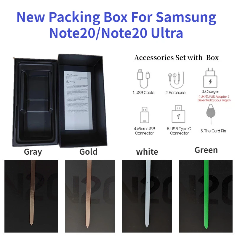 

Новая Розничная коробка для Samsung Note20 5G Note20 Ultra 5G пустая коробка или с аксессуарами США/ЕС/Великобритания 25 Вт Настенный адаптер кабель Type-C