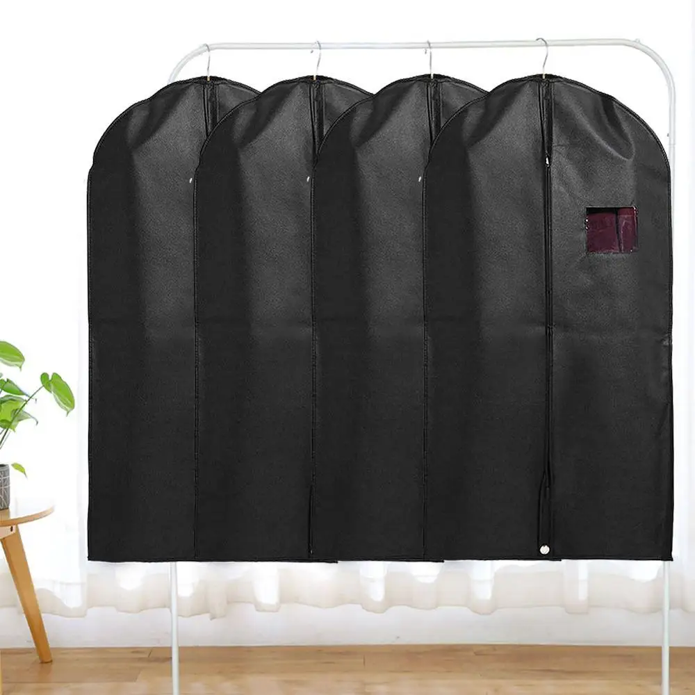 1/3/5 Pcs Black Garment Bag Covers Hanging Suit Bag Covers Full Zipper