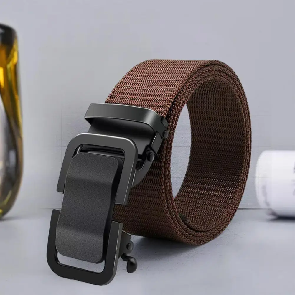 

Retro Style Belt Self-covering Buckle Belt High Strength Thicken Canvas Belt with Automatic Buckle for Men's Pants for Training