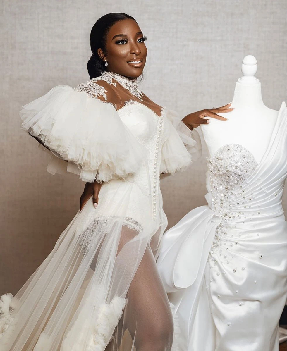 High Neck Bride Prom Robe Maxi Bathrobe Lingerie Women Gowns Tulle Lace Pajamas Dress Engagement Photo Shoot Customized