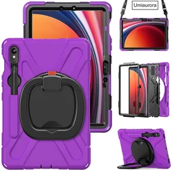 Enhanced Shockproof Tablet Case with Rotating Hand Ring and Stand for Tab S9 FE 10.9 inch (Purple)