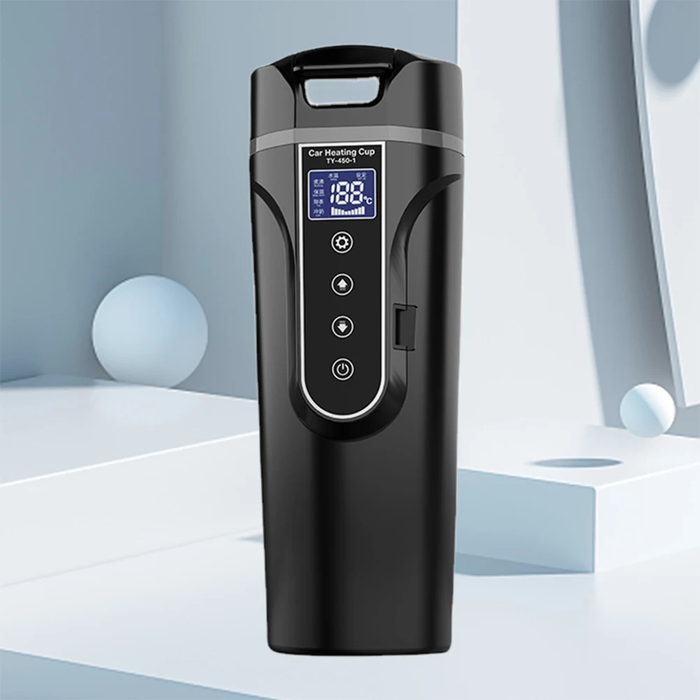 12V/24V 디지털 자동차 히팅컵 자동 가열 머그컵 스테인리스 휴대용 자동차 히터 머그컵 온도 조절 기능 전기 제품