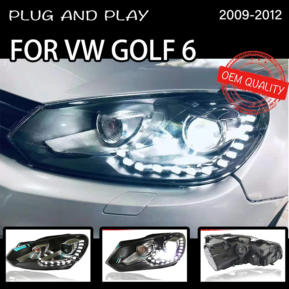 Фары для VW Golf 6 MK6 2009-2012 автомобильные светодиодные ДХО Hella 5 ксеноновые линзы Hid H7