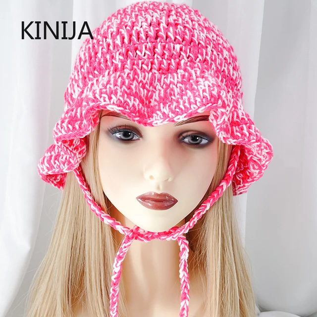 Handmade Fisherman Hat Girl Thin Knitted Bucket Hat Japanese Headscarf Hats Cute Beanie Cap Korean Fashion for Women Gorros 2