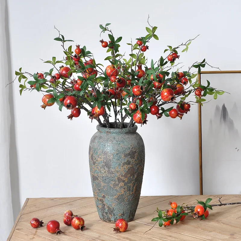 Artificial Pomegranate Long branch 6-Fruit Artificial Fruits Flowers For Wedding Party Tabel Decoration Home Birthday Decor artificial fruits and vegetables