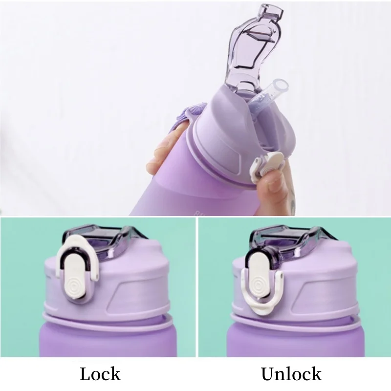 Sports Water Bottle Portable Water Bottle 750ml Sports Water Bottle Motivational Gradient Water Bottle Outdoor Frosted Leakproof Drinking Kettle Portable Durable Cup