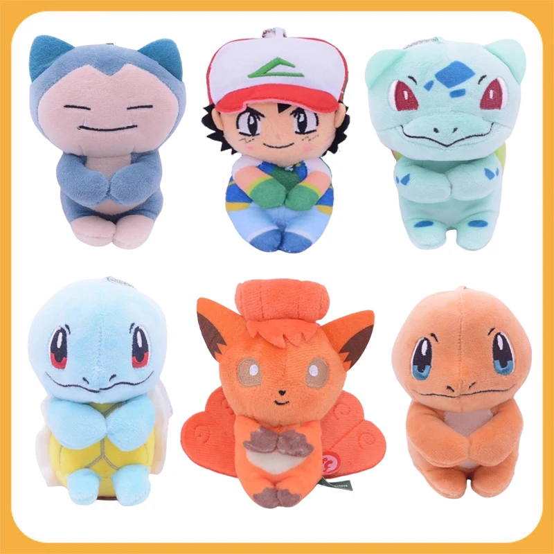 

10cm Pokémon Plush Pendant Ash Ketchum Charmander Squirtle Bulbasaur Anime Cute Soft Plush Toy Cotton Stuffed Dolls Kids Gift
