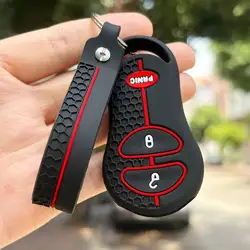 Premium Key Fob Protector with Caps for Chrysler, Jeep, and Dodge (3 - BTN with keychain)