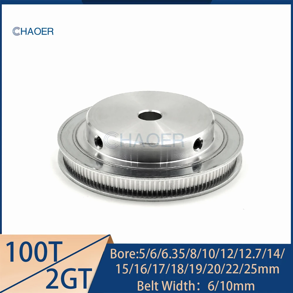 2GT 100 Teeth Timing Pulley Bore 5/6/6.35/8/10/12/14/15/16/20/22/25mm For 2GT Belt Width 6/10mm GT2 100Teeth Synchronous Wheel