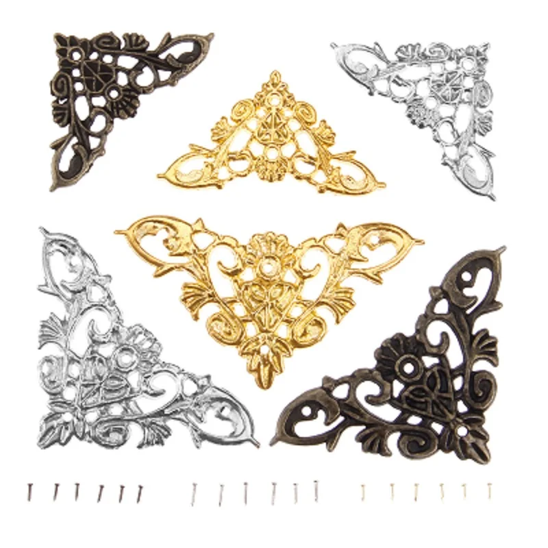 Furniture hardware Angle bracket Furniture corner protector Decorative corner cover 4Pcs 35/46mm w/ Nails
