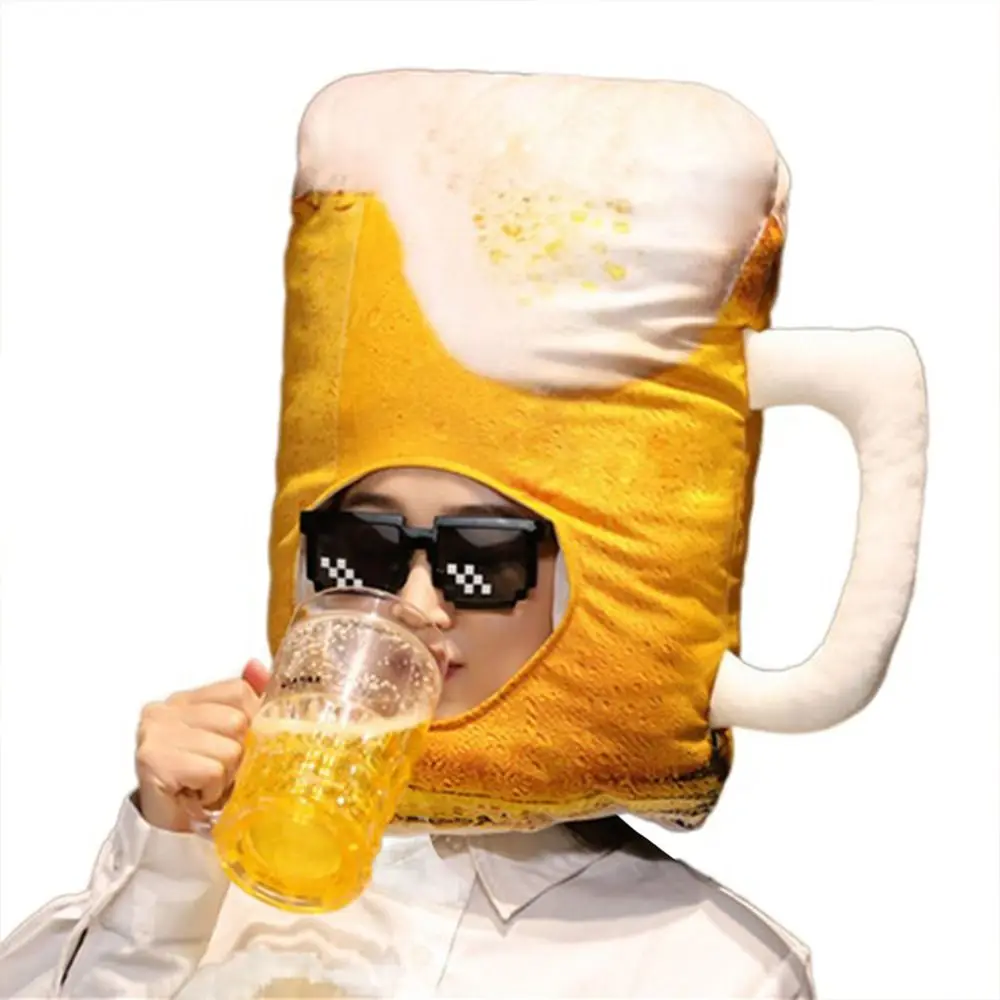 Creative Plush Funny Beer Hat Photo Props Soft Cute Beer Hat Novelty Plush Cap Kids
