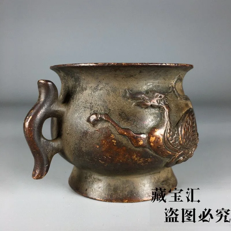 

Rural of Ancient Copper Solid Ming Xuande Year Made in Mingyu Ear Old Goods Copper Ware Double Ear Incense Stove