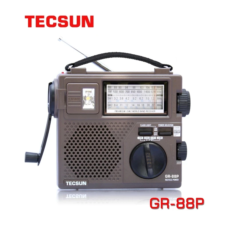 

TECSUN GR-88 GR-88P Digital Radio Receiver Emergency Light Radio Dynamo Radio With Built-In Speaker Manual Hand Power