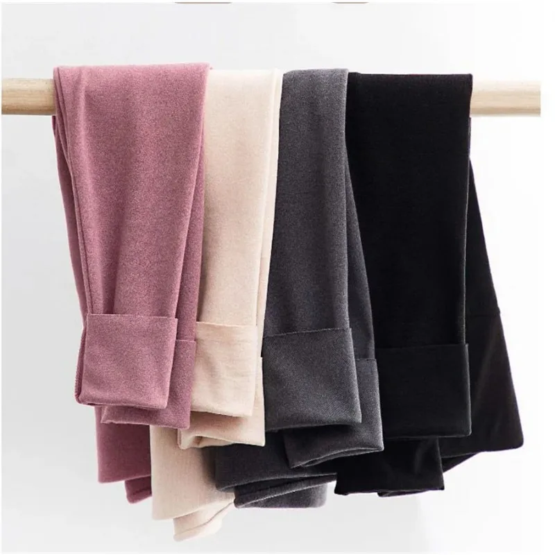 2024 New Winter New Women Solid Leggings Pantalones Thick Slim High Waist Pant Warm Casual Skinny Ankle-length Legginsy Trousers