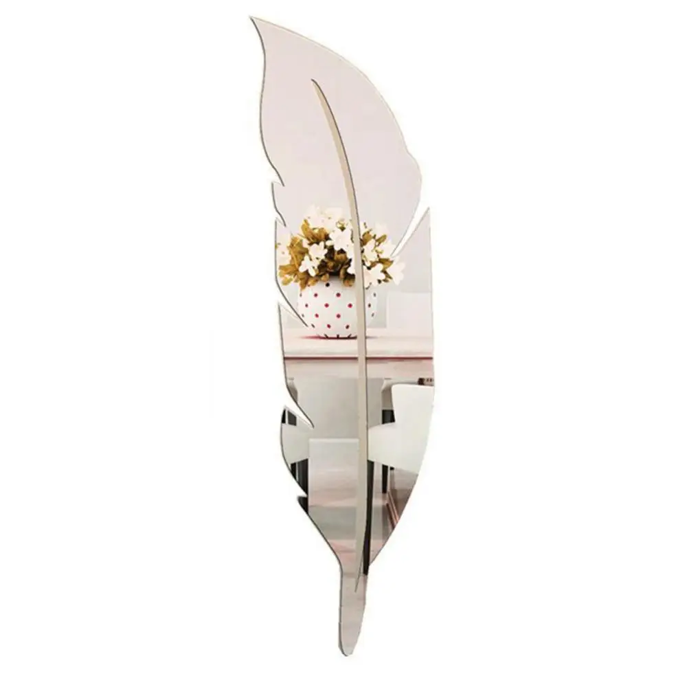 Description Picture 2 of itemDIY Feather Pattern Acrylic Mirror Effect Sticker Wall Sticker For Home Decoration 15*72cm #W0
