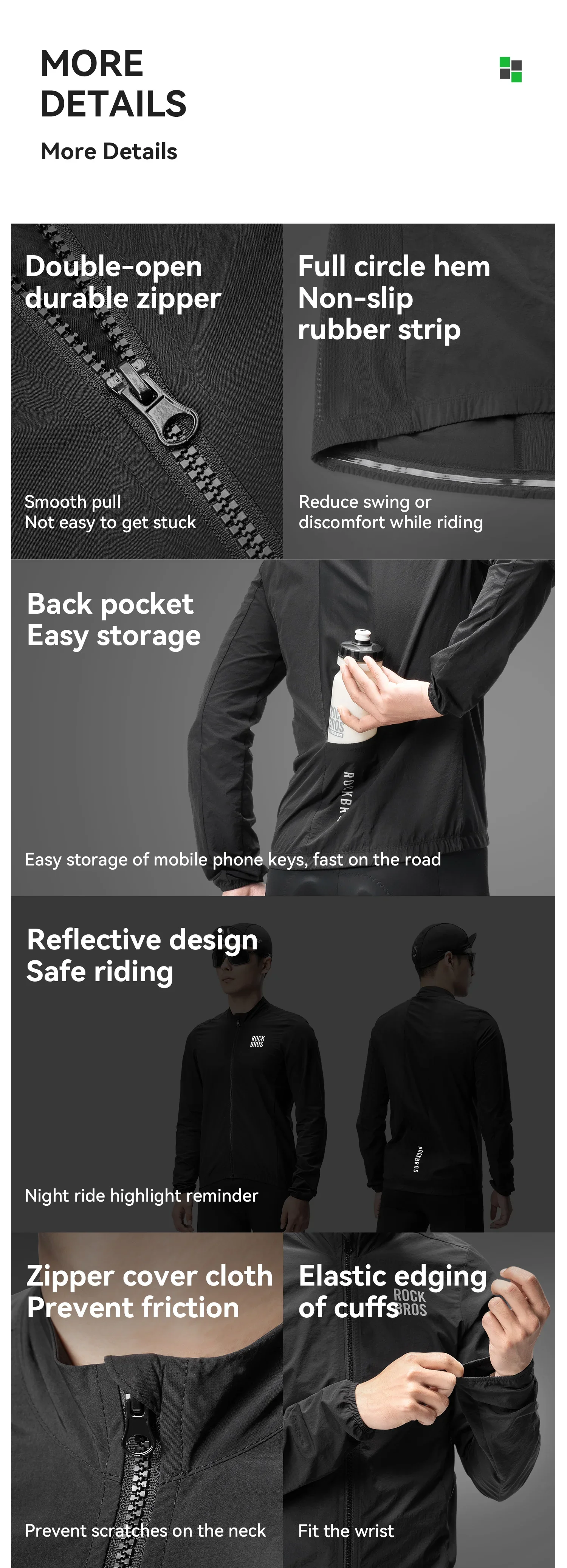 ROCKBROS Radsport-Sportbekleidung für Herren, Sommer-Laufbekleidung mit langen Ärmeln, schnell trocknend, atmungsaktiv, Herren-Fahrradjacke, Jersey-Kleidung – Detail 9