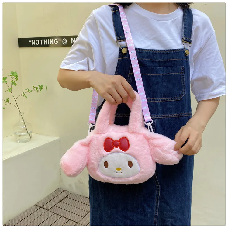 Girl Cute cat plush toy pearl shoulder bag women ins fur cartoon doll handbag messenger phone bag birthday gift 
