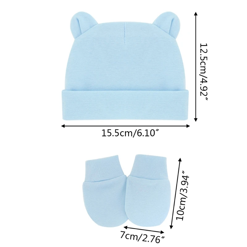 Chapéu para bebê recém-nascido com luvas, gorro algodão para bebê, presente para meninas, meninos, infantil g99c