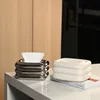 Ceramic Tissue Box Rectangular Geometric Fringe Napkin Box Napkin Holder Toilet Paper Holder Desktop Storage Home Decoraction 4