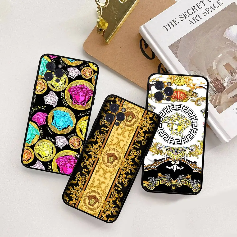 Luxury V-Versace Designer Silicone Phone Case - Black Cover