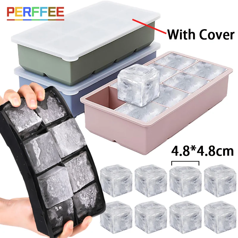 Large Silicone Ice Cube Tray - 8 Grid Ice Mold