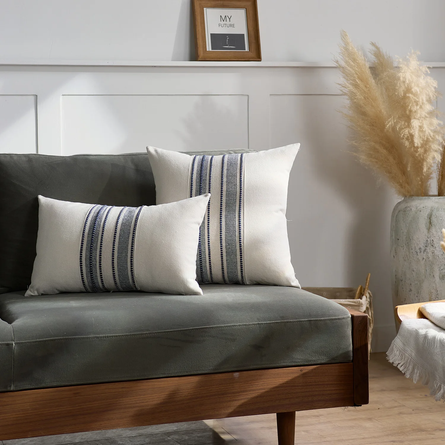 Farmhouse Boho Striped Throw Pillow Covers - Decorative Cushion Covers
