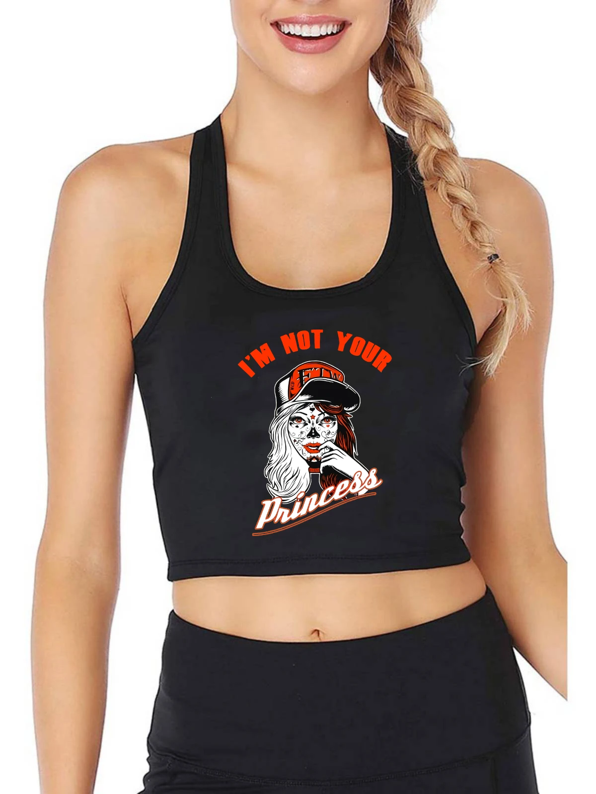 

New Im not your Princess Printed Design Sexy Slim Fit Crop Top Hot Girl Naughty Personalized Tank Tops Summer Funny Camisole