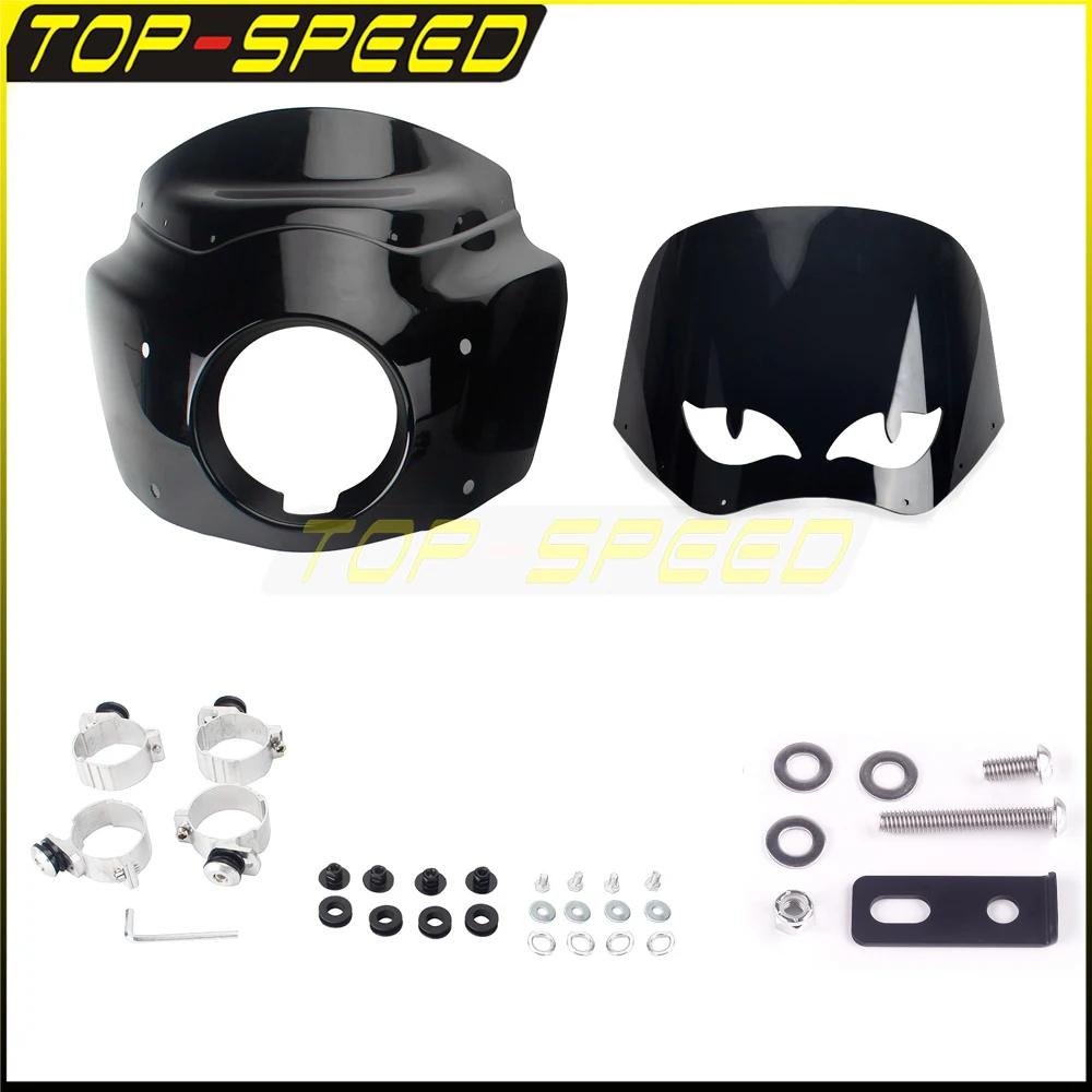 Club Headlight Polycarbonate Fairing Windshield For Harley Softail Street Bob FXBB 114 FXBBS Low Rider FXLR Standard FXST 18-22